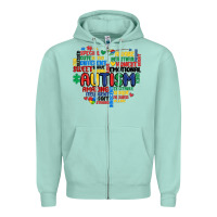 Seafoam autism heart Zipper Hoodie - MaliasSmallBusiness