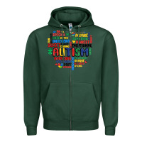 Sports Green autism heart Zipper Hoodie - MaliasSmallBusiness