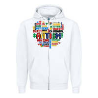 White autism heart Zipper Hoodie - MaliasSmallBusiness