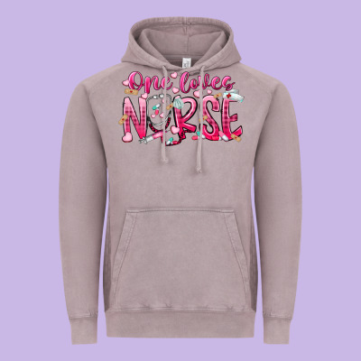 One Loves Nurse Vintage Hoodie Designed By Racoondesign