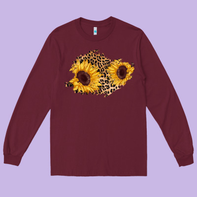 Sunflower Leopard Patch Long Sleeve Tee Designed By Adodesignshop