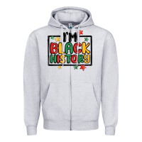 Heather Grey i'm black history Zipper Hoodie - MaliasSmallBusiness