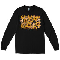 Black sunflower leopard background Long Sleeve Tee - AdoDesignShop