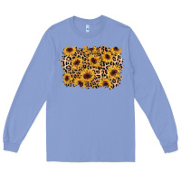 Colony Blue sunflower leopard background Long Sleeve Tee - AdoDesignShop