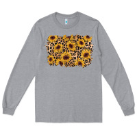 Heather Grey sunflower leopard background Long Sleeve Tee - AdoDesignShop