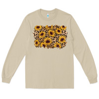 Mushroom sunflower leopard background Long Sleeve Tee - AdoDesignShop