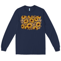 Navy sunflower leopard background Long Sleeve Tee - AdoDesignShop