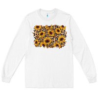 White sunflower leopard background Long Sleeve Tee - AdoDesignShop