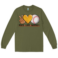 Army Green peace love baseball Long Sleeve Tee - AdoDesignShop