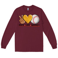 Burgundy peace love baseball Long Sleeve Tee - AdoDesignShop