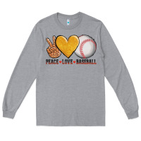Heather Grey peace love baseball Long Sleeve Tee - AdoDesignShop