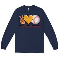 Navy peace love baseball Long Sleeve Tee - AdoDesignShop