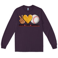 Plum peace love baseball Long Sleeve Tee - AdoDesignShop
