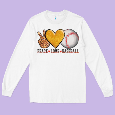 Peace Love Baseball Long Sleeve Tee Designed By Adodesignshop
