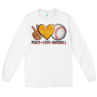 White peace love baseball Long Sleeve Tee - AdoDesignShop