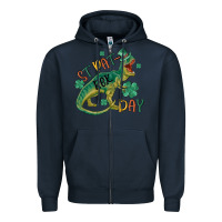 Navy st patrex day Zipper Hoodie - MaliasSmallBusiness