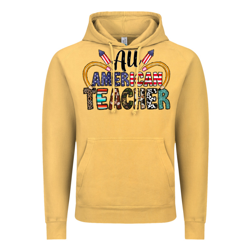 All American Teacher Vintage Hoodie by CowhideDigitalArt | Teevron