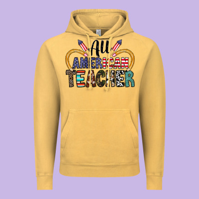 All American Teacher Vintage Hoodie Designed By Cowhidedigitalart