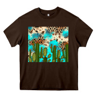 Chocolate Brown cactus turquoise leopard cowhide tumbler rana Heavy Core Tee - RanaPortraitStore