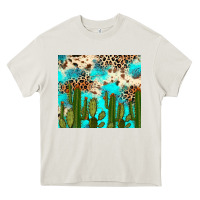 Cream cactus turquoise leopard cowhide tumbler rana Heavy Core Tee - RanaPortraitStore
