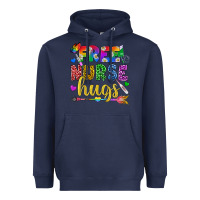 Navy Free Nurse Hugs Pride LGBTQ+ Heavyweight Hoodie - BundleAndBundleShop