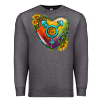 Charcoal Heather Lgbtq Heart With Sunflower Premium Sweatshirt - BundleAndBundleShop