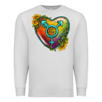 Dove Grey Lgbtq Heart With Sunflower Premium Sweatshirt - BundleAndBundleShop