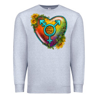 Heather Grey Lgbtq Heart With Sunflower Premium Sweatshirt - BundleAndBundleShop