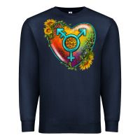 Navy Lgbtq Heart With Sunflower Premium Sweatshirt - BundleAndBundleShop