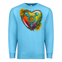 Ocean Blue Lgbtq Heart With Sunflower Premium Sweatshirt - BundleAndBundleShop
