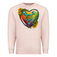 Pale Pink Lgbtq Heart With Sunflower Premium Sweatshirt - BundleAndBundleShop