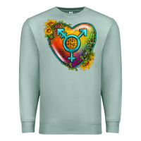 Seafoam Lgbtq Heart With Sunflower Premium Sweatshirt - BundleAndBundleShop