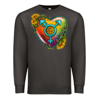 Smoke Lgbtq Heart With Sunflower Premium Sweatshirt - BundleAndBundleShop