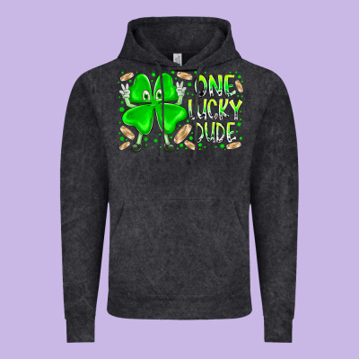One Lucky Dude Vintage Hoodie Designed By Racoondesign