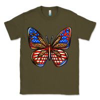 Army Green 4th of july butterfly Classic Tee - BundleAndBundleShop