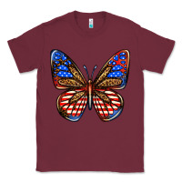 Burgundy 4th of july butterfly Classic Tee - BundleAndBundleShop