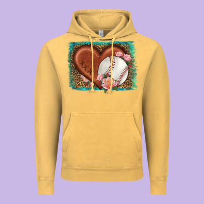 Western Leopard Baseball Heart Vintage Hoodie Designed By Hra Design Shop