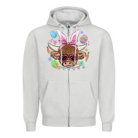 Dove Grey easter cow Zipper Hoodie - MaliasSmallBusiness