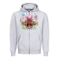 Heather Grey easter cow Zipper Hoodie - MaliasSmallBusiness