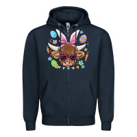 Navy easter cow Zipper Hoodie - MaliasSmallBusiness