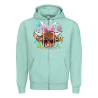 Seafoam easter cow Zipper Hoodie - MaliasSmallBusiness