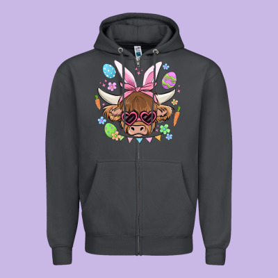 Easter Cow Zipper Hoodie Designed By Maliassmallbusiness