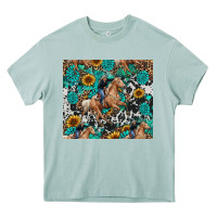 Arona cowgirl sunflower turquoise Heavy Core Tee - RanaPortraitStore