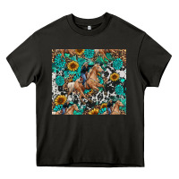 Asphalt cowgirl sunflower turquoise Heavy Core Tee - RanaPortraitStore