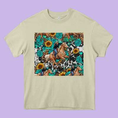 Heavy Core Tee cowgirl sunflower turquoise