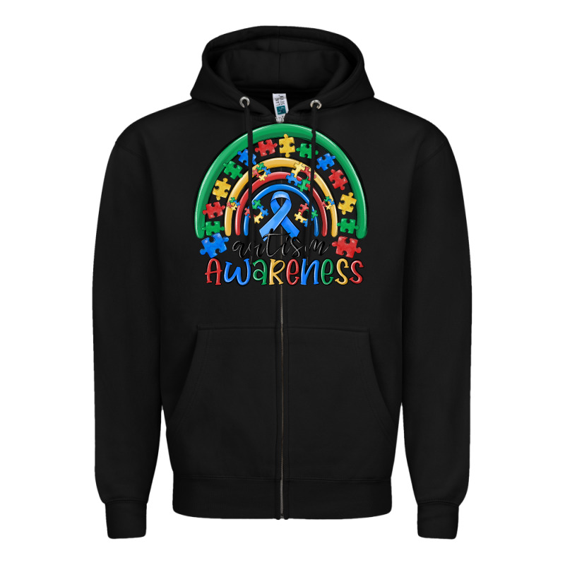 Autism Awareness Rainbow Zipper Hoodie by MaliasSmallBusiness | Teevron