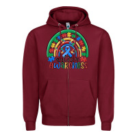 Burgundy autism awareness rainbow Zipper Hoodie - MaliasSmallBusiness