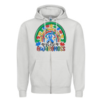 Dove Grey autism awareness rainbow Zipper Hoodie - MaliasSmallBusiness