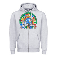 Heather Grey autism awareness rainbow Zipper Hoodie - MaliasSmallBusiness