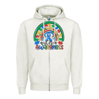 Oatmeal Heather autism awareness rainbow Zipper Hoodie - MaliasSmallBusiness